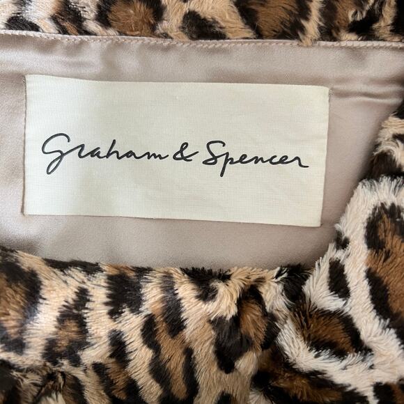 Graham & Spencer Leopard Faux Fur Pullover Sweater Women's Small Brown Cowl Neck - Picture 3 of 5